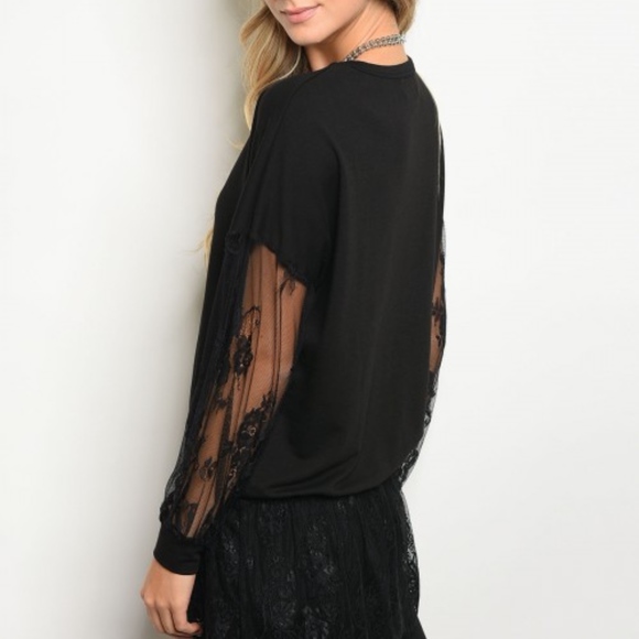 2 LEFT! BLACK LACE TUNIC TOP - Picture 3 of 4